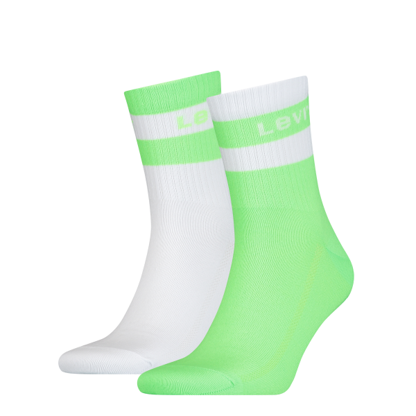 Levis Socks 2 Pairs White Neon Green