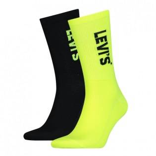 Levis Socks 2 Pairs Black Neon Yellow