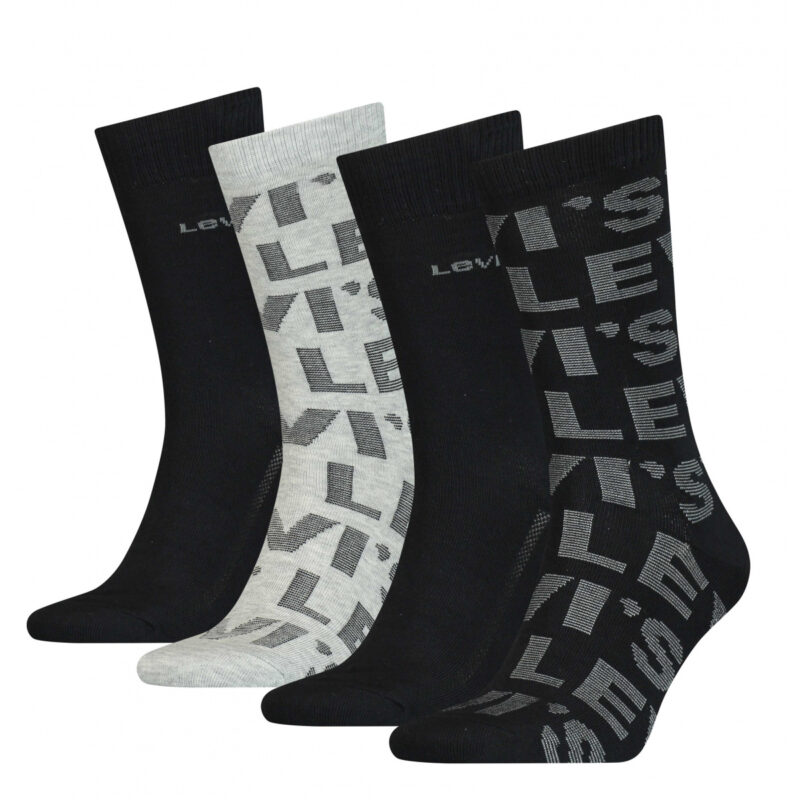Levis Men Socks 4 Pairs Black Grey