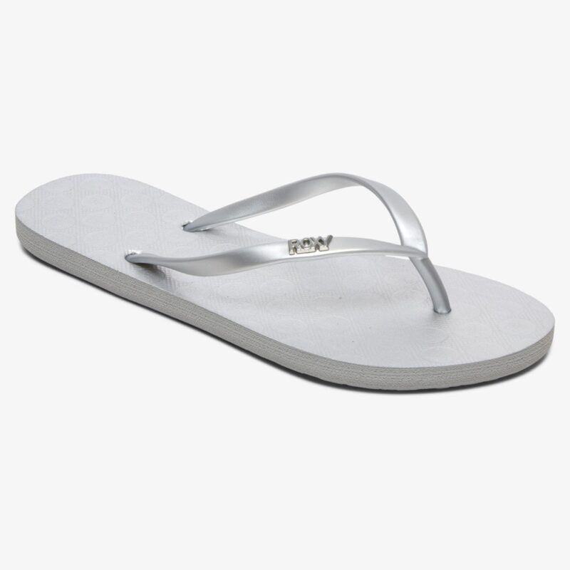 Roxy silver flip flops on sale