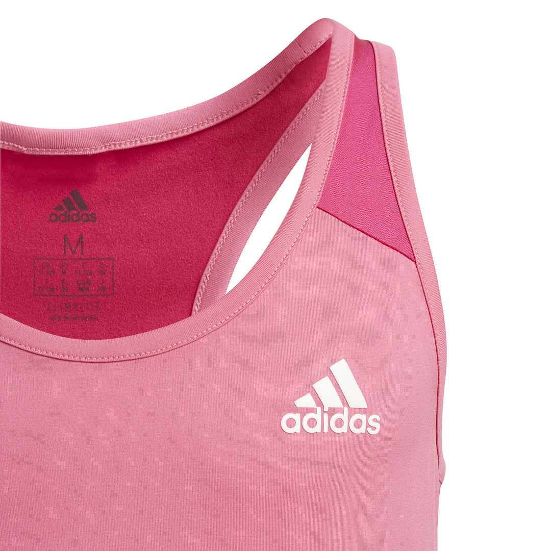 Adidas Kids Girls Training Logo Tank Top Pink DV2754 - Image 2