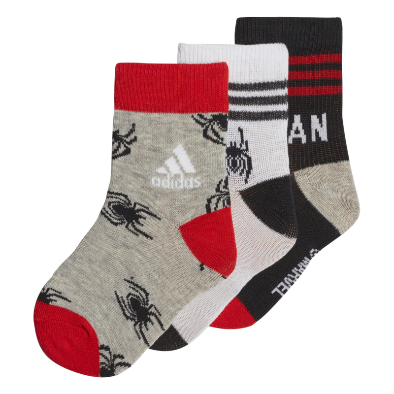 Adidas Kids Boys Accessories Marvel Spiderman Socks 3 Pairs
