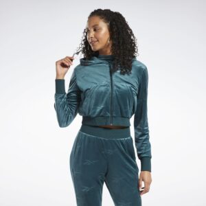 Reebok Women Clothing Classics Energy Q4 Velour Zip-up Sweatshirt