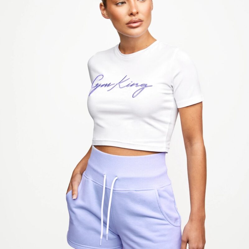 Gym King Woman Clothing Script Crop T-shirt