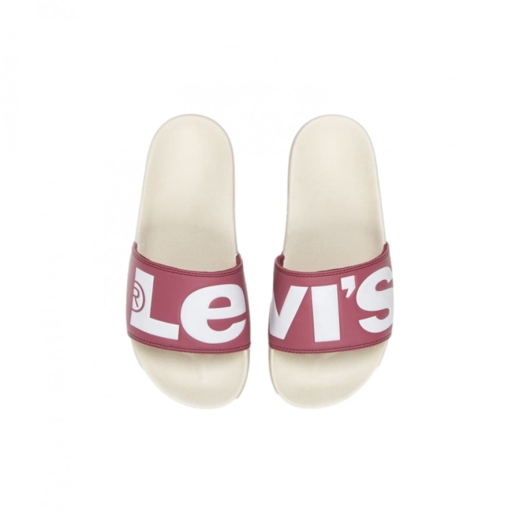 Levis Women June Large Logo Slides Beige Dark Red 231570-794-85