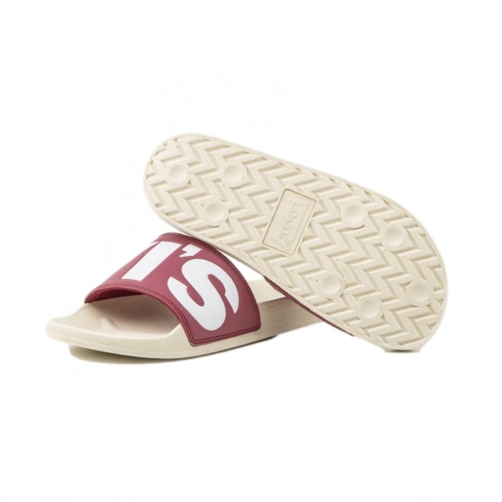 Levis Women June Large Logo Slides Beige Dark Red 231570-794-85 - Image 4