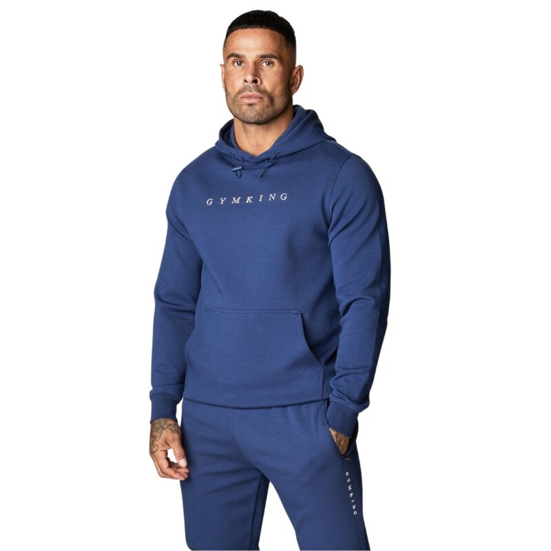 Gym King Men s Linear Print Interlock Athletic Fashion Hoodie Navy