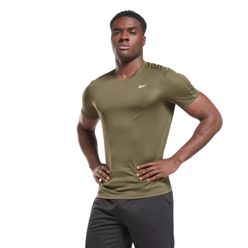 Reebok Training Tech Men Athletic Gym T-shirt Army Green 100057848