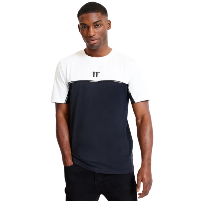11 Degrees Colour Block Taped Men T-shirt Black 11D3708-047