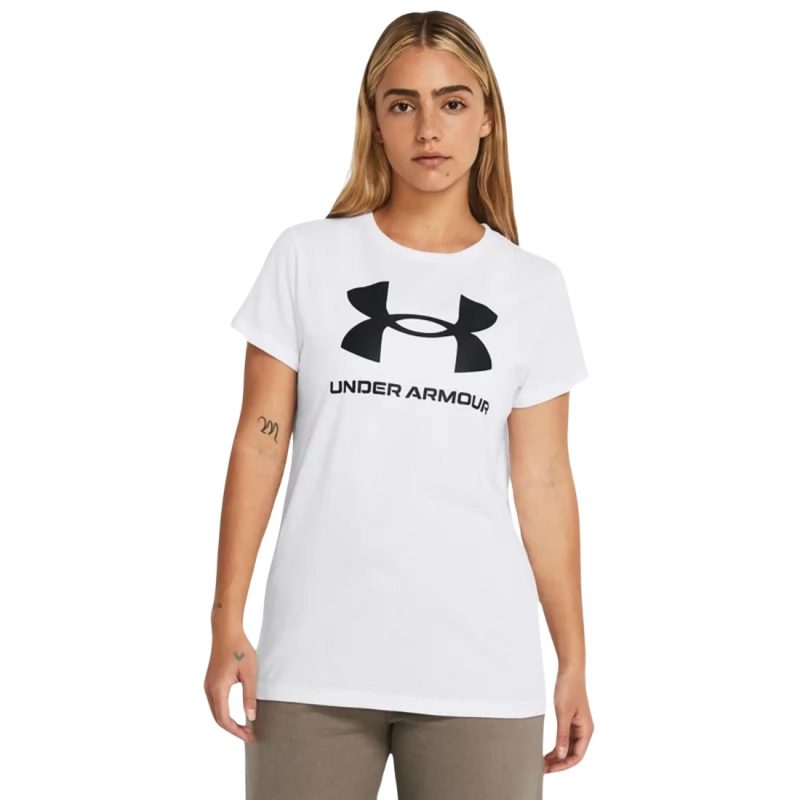 Under Armour Rival Logo Short Sleeve Graphic Tee Women T-Shirt White 1356305-111