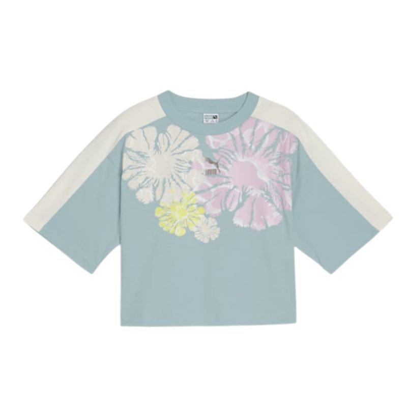 Puma T7 SNFLR Graphic Fashion Tee G Junior Kids Girls T-Shirt Black 625061-22