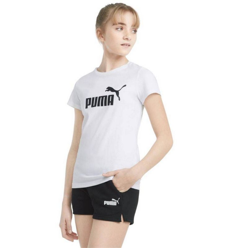 Puma Logo Tee & Shorts Athletic Set G Junior Kids Girls Turquoise Surf 846936-22