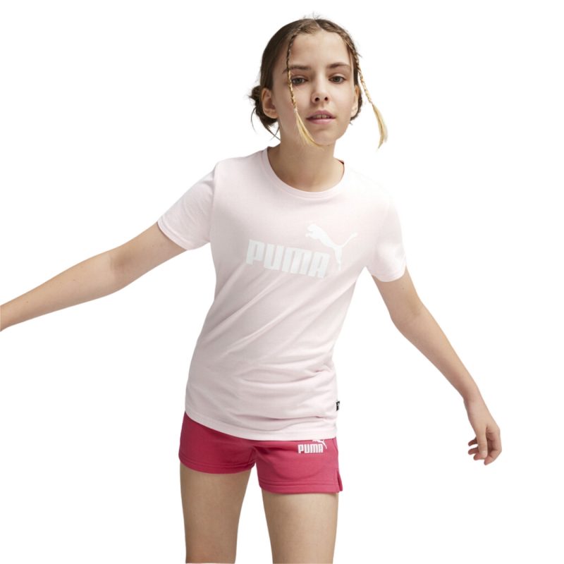 Puma Logo Tee & Shorts Athletic Set G Junior Kids Girls Pink 846936-67
