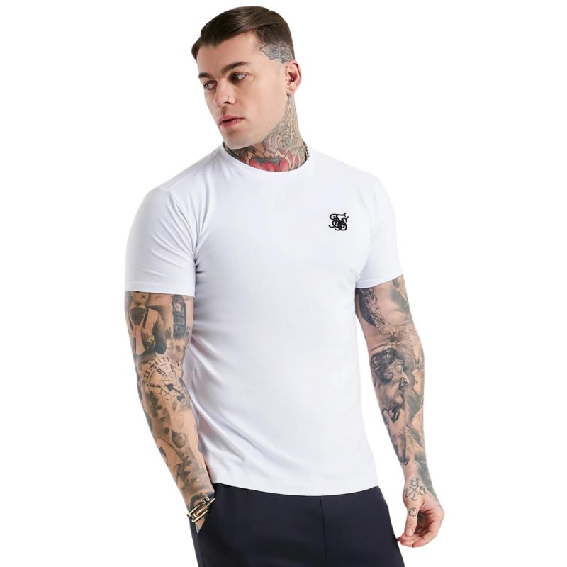 Sik Silk Essential Short Sleeve Muscle Fit Men's T-Shirt White SS-25449