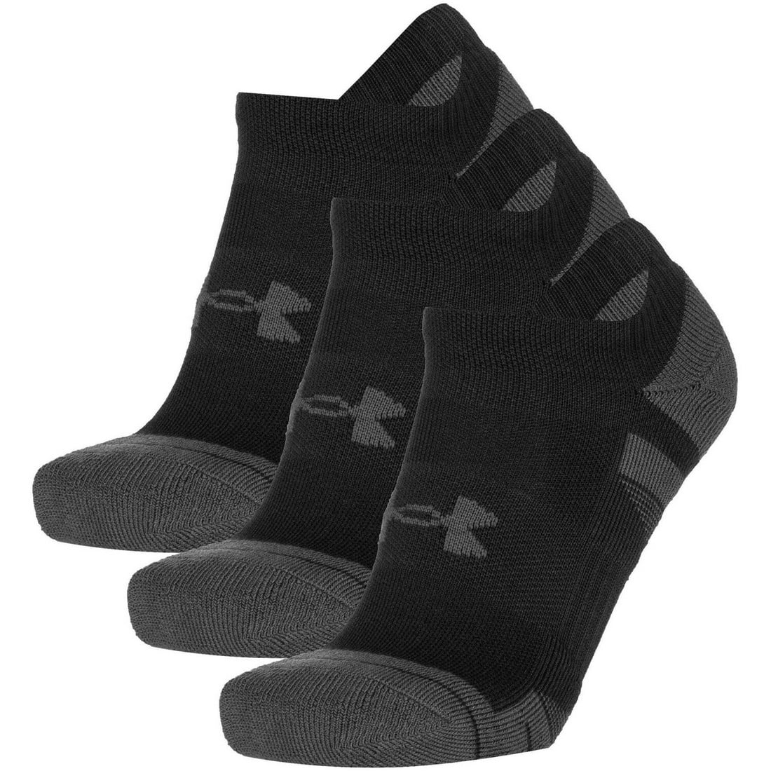 Under Armour Performance Tech 3 Pack No Show Unisex Socks Black 1379503-001 - Image 4