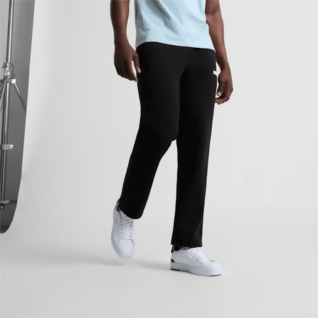 Puma Essentials Logo Men Fleece Pants Black 586718-01 - Image 4