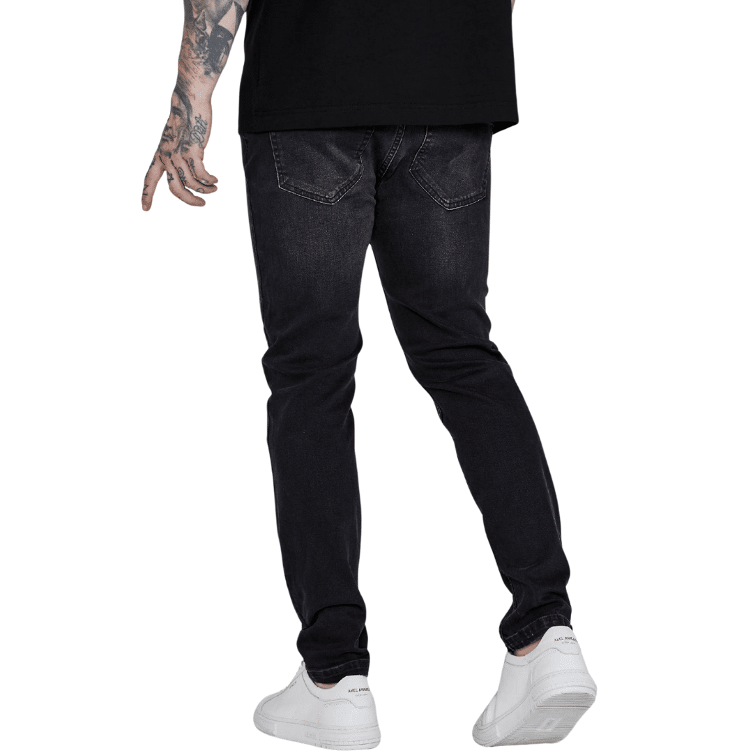 Siksilk Men Slim Fit Jeans Black Ss-25864 - Image 3
