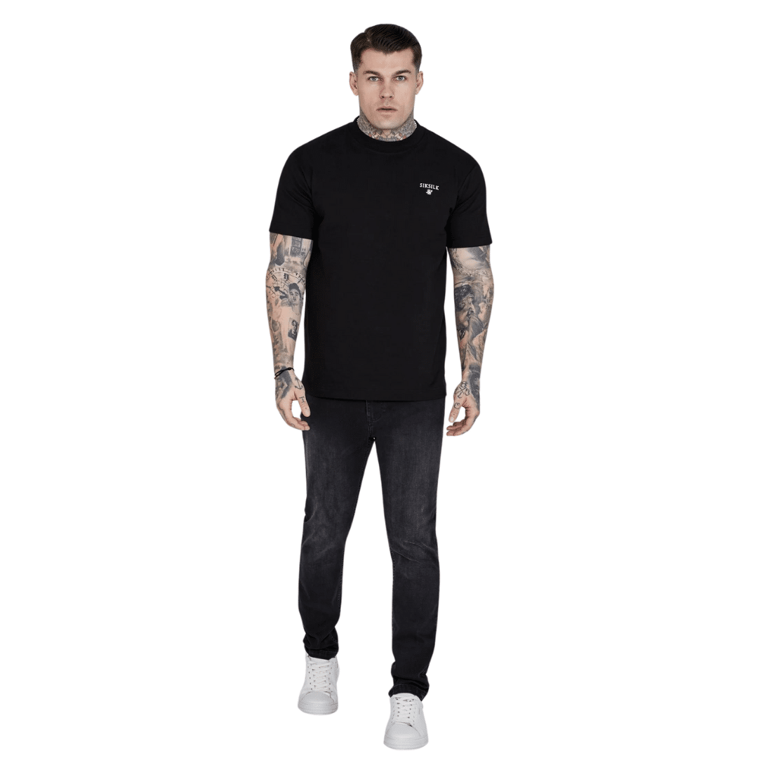 Siksilk Men Slim Fit Jeans Black Ss-25864 - Image 4