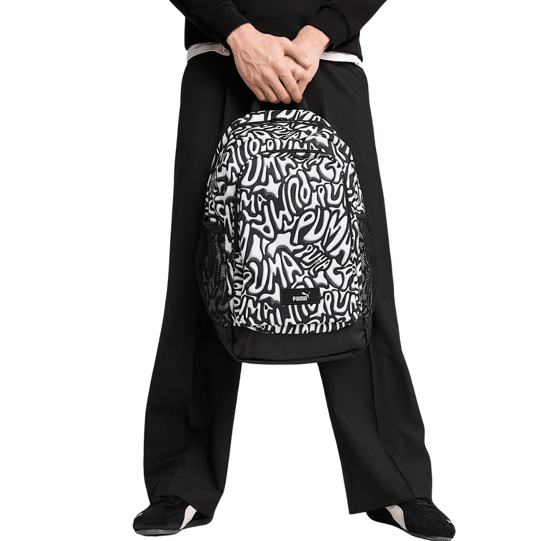 Puma School Bag Academy All Over Print Backpack Unisex Black 091150-01 - Image 4