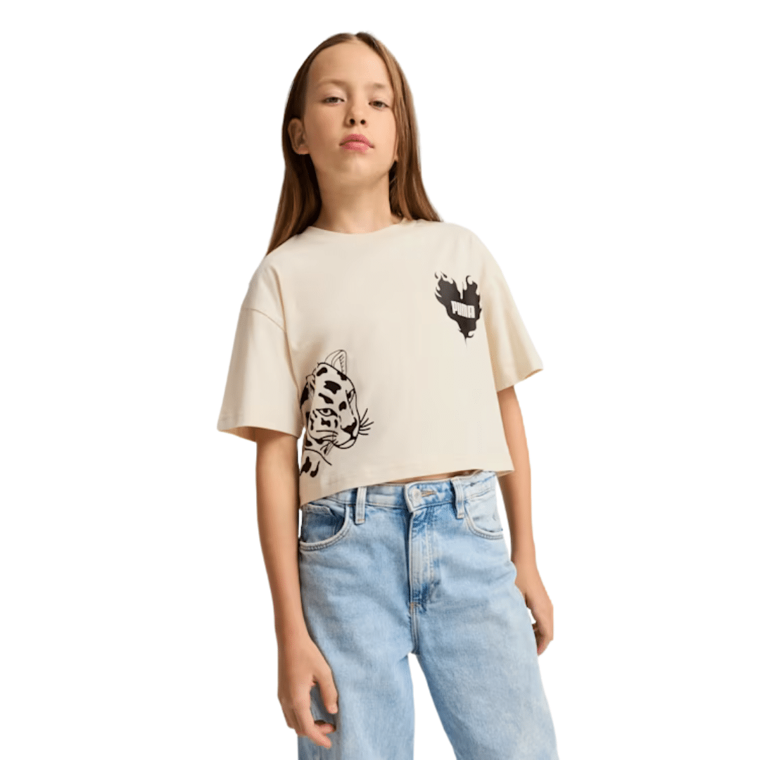 Puma Essentials Graphic Short Length Tee Iiii Girls T-shirt Beige 685118-87