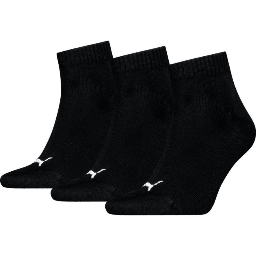 Puma Quarter Plain 3 Pairs Unisex Socks Black 701230337-200