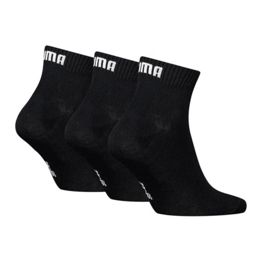 Puma Quarter Plain 3 Pairs Unisex Socks Black 701230337-200 - Image 2