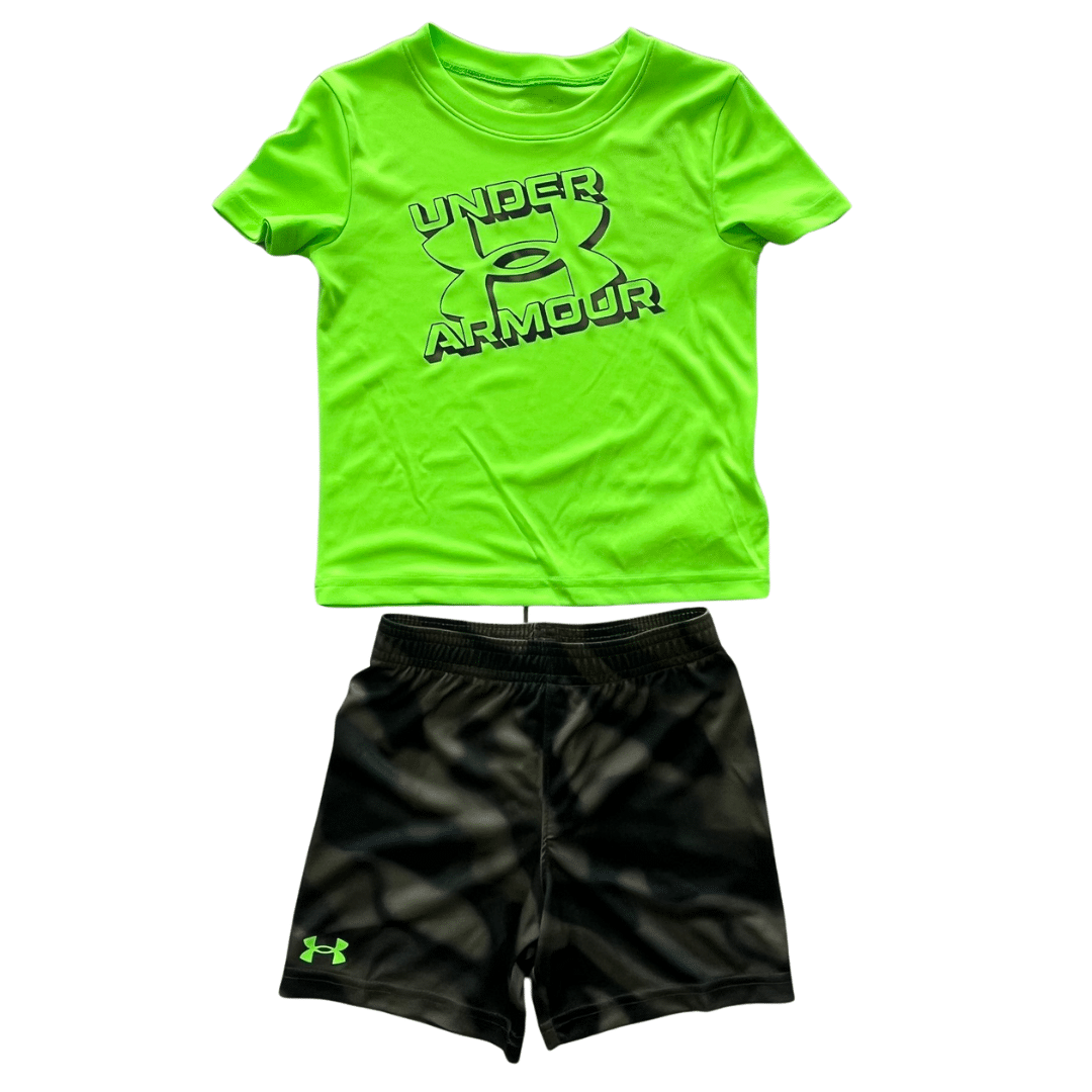 Under Armour Tech Printed Ss Short Clothing Set Boys Green UASII30E-321