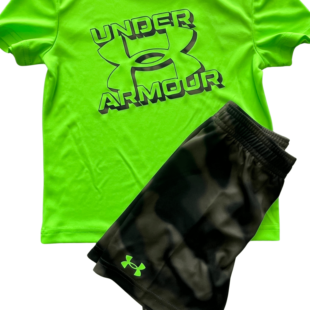 Under Armour Tech Printed Ss Short Clothing Set Boys Green UASII30E-321 - Image 2