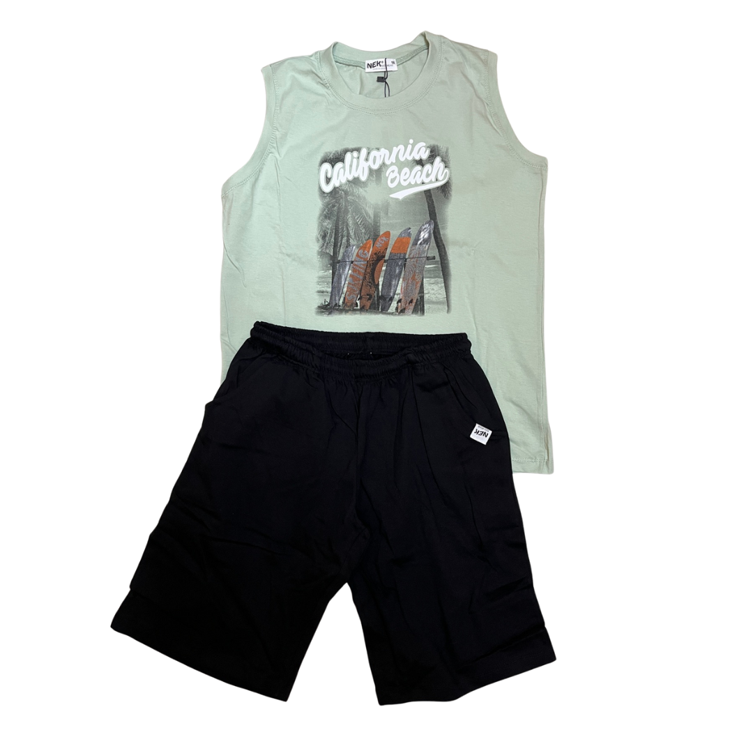 Nek Kids Wear Boys Short Set 61324-111 Green