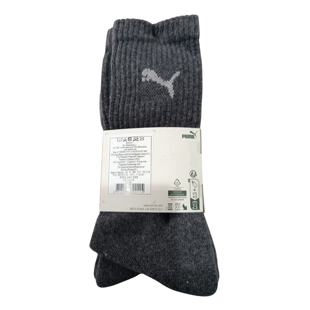 Puma Sport 3 Pairs Unisex Socks Black 7312-201