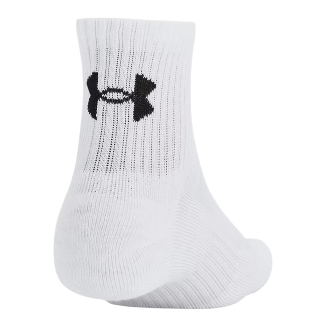 Unisex Under Armour Performance Tech 3 Pack Quarter Socks White 1386372-100