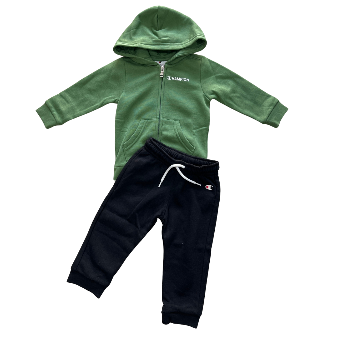 Champion Infant Boys Hooded Full Zip Suit Tracksuit Set Green 307265-gs149