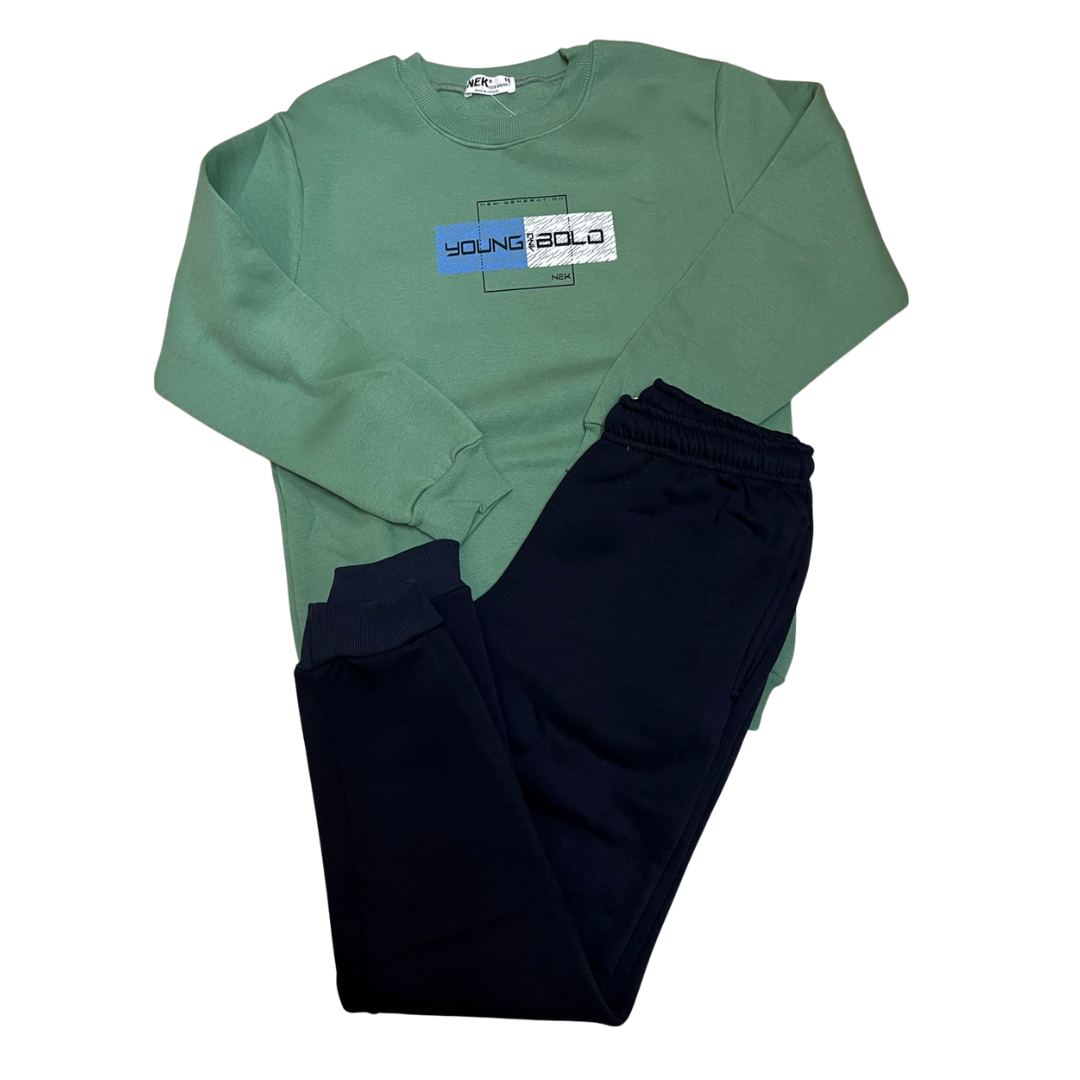 Nek Kids Wear Junior Boys Tracksuit Set Green 165725-115