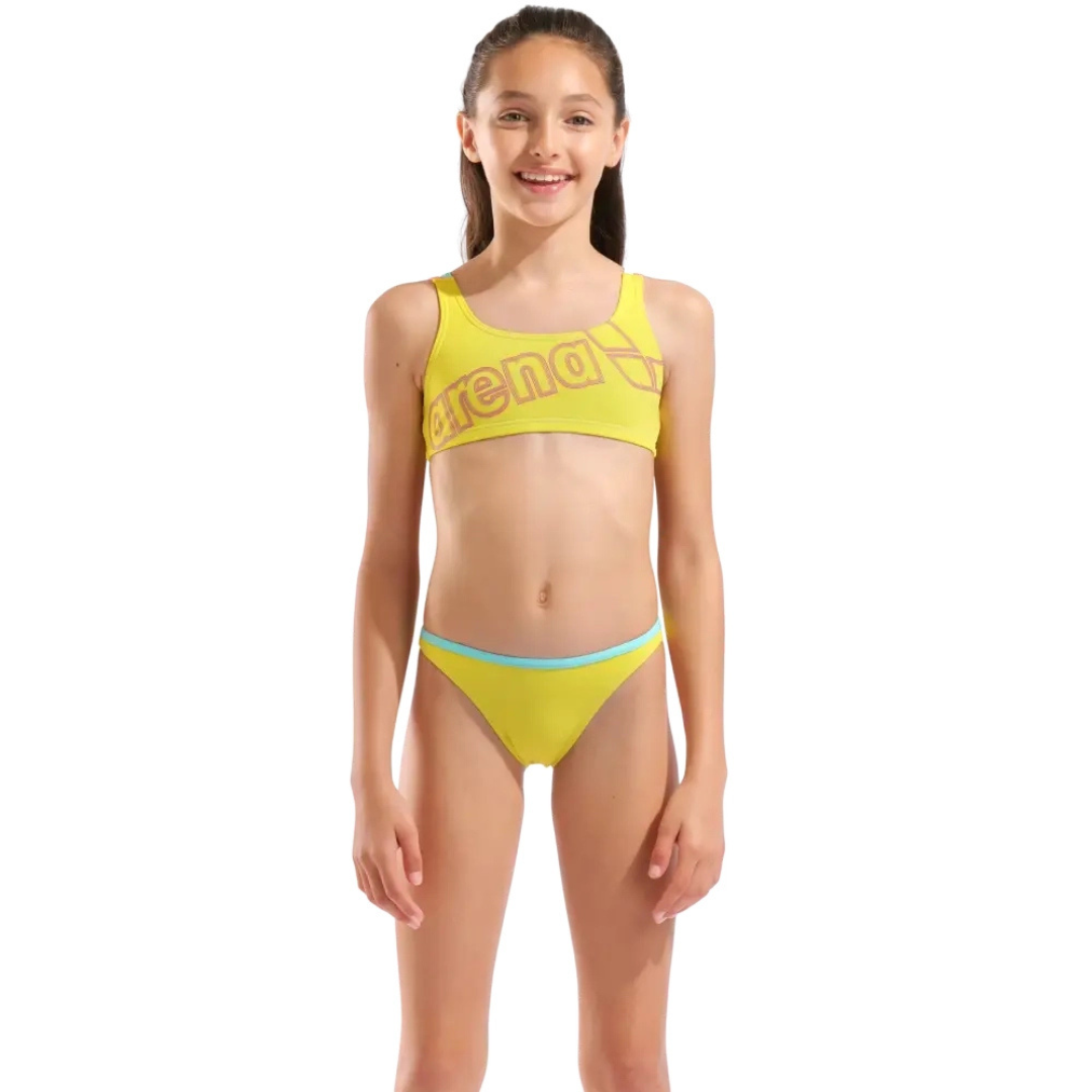 Arena Girls Logo Swimsuit Two Pieces Yellow 010415-380