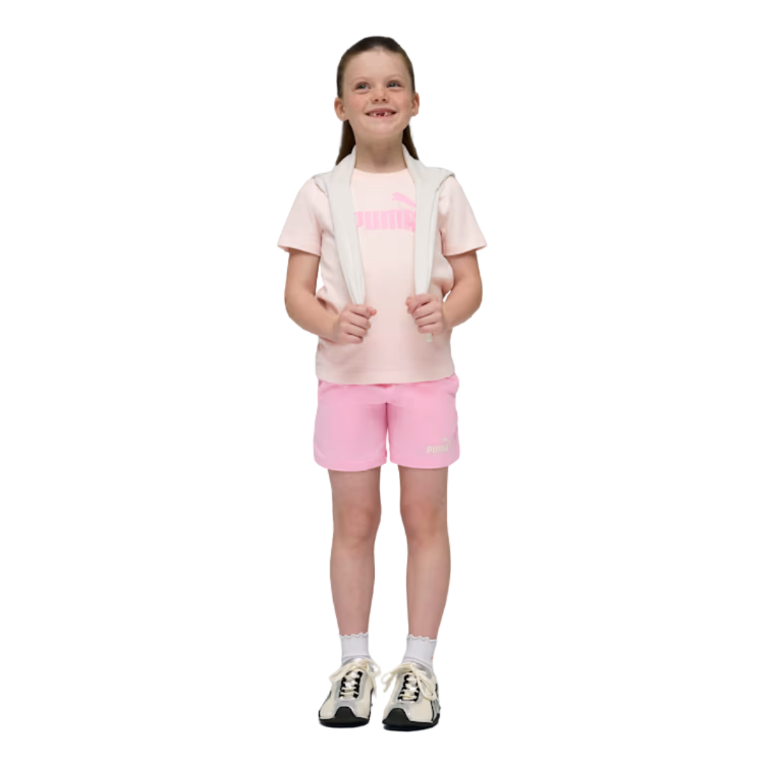 Puma Essentials No.1 Logo Tee And Shorts Girls Set White 685240-21