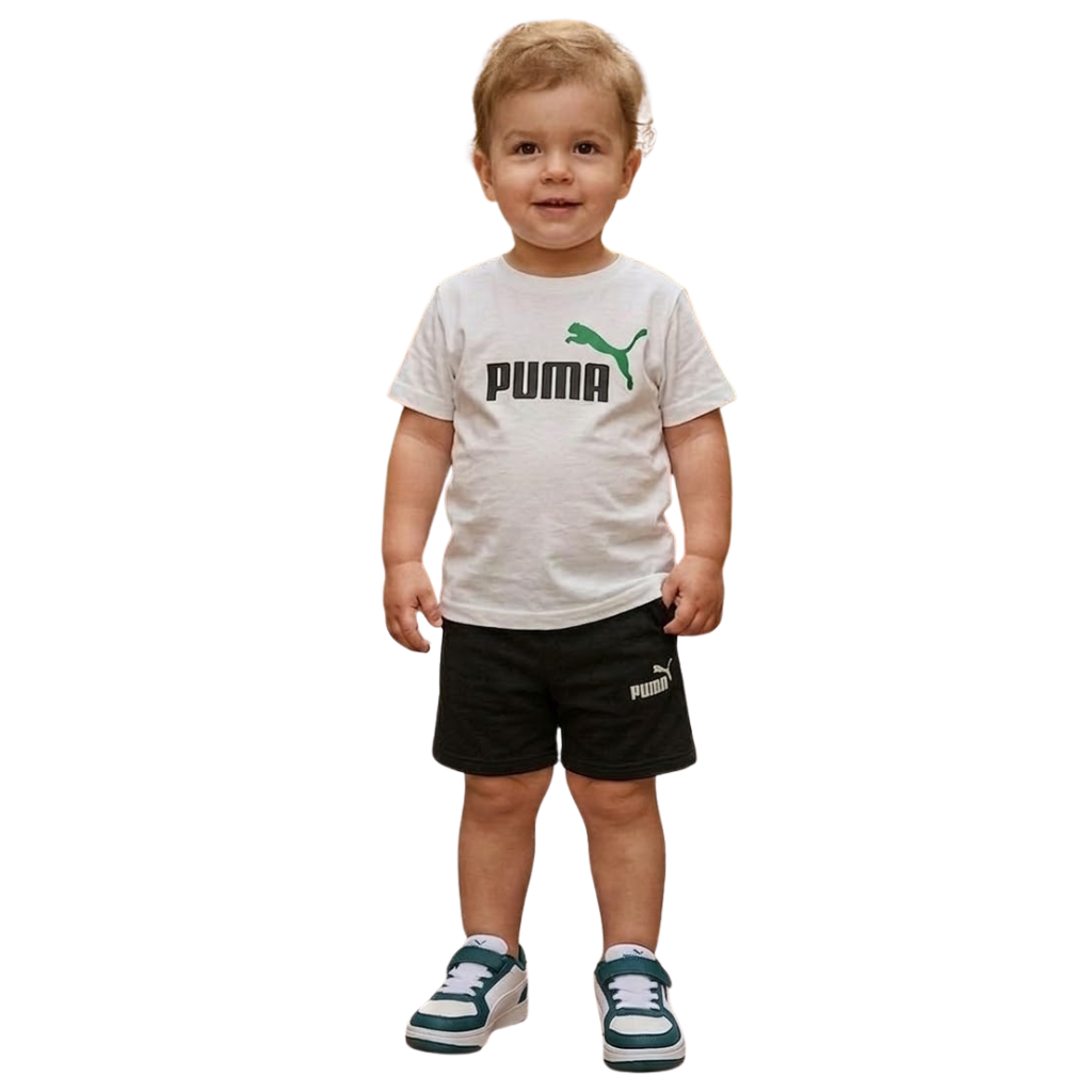 Puma Minicats Essentials Tee And Short Infants Boys Set Black 686285-57