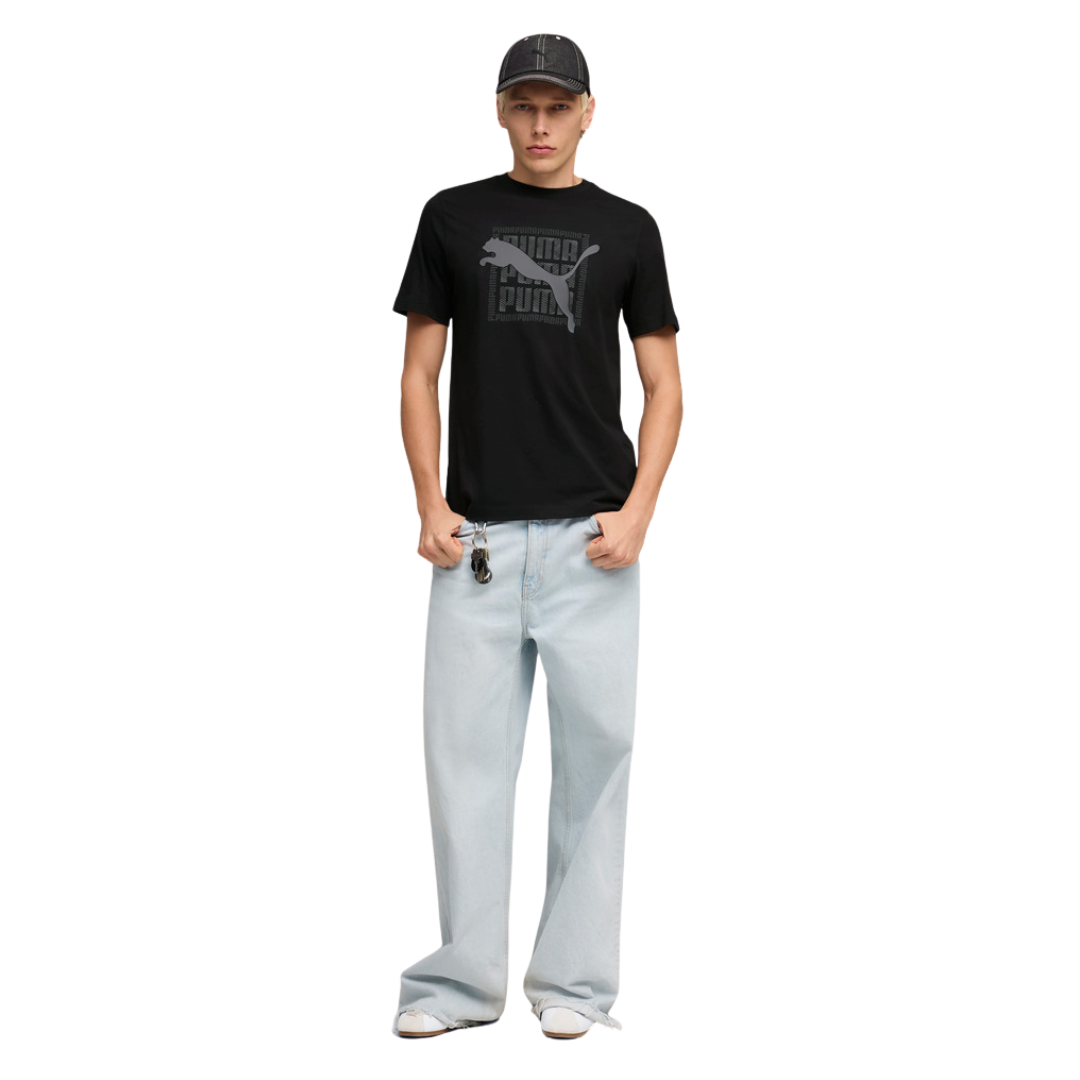 Puma Graphic Puma Wording Tee Men T-shirt Black 691775-01