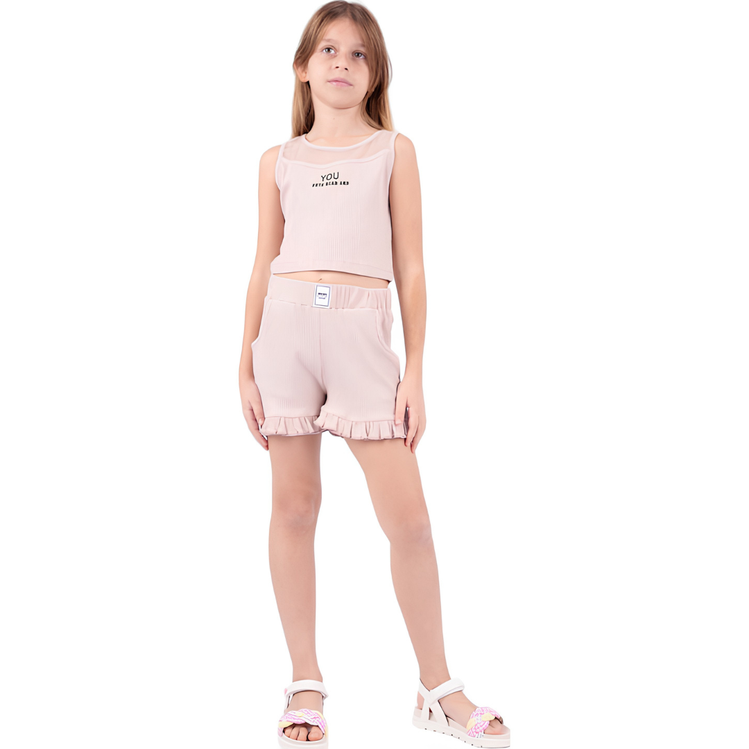 Ebita Girl Short Set Beige 242026-be