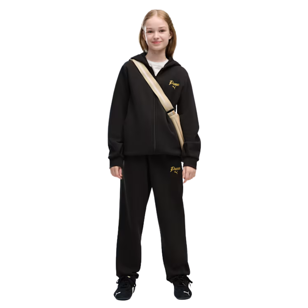Puma Ess Script Glitter Full-zip Sweat Suit Fleece G Black 695209-01