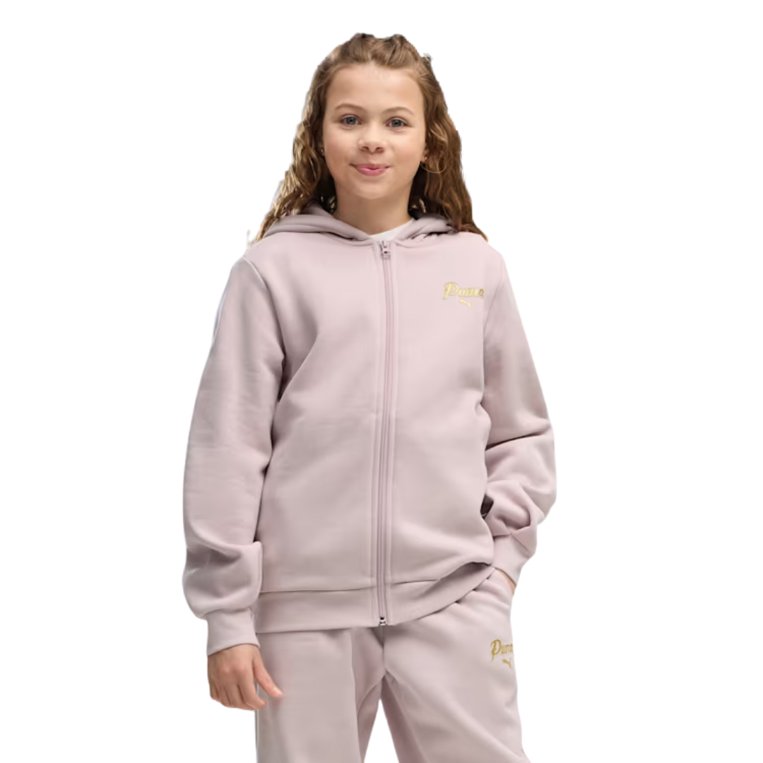 Puma Ess Script Glitter Full-zip Sweat Suit Fleece G Pink 695209-49