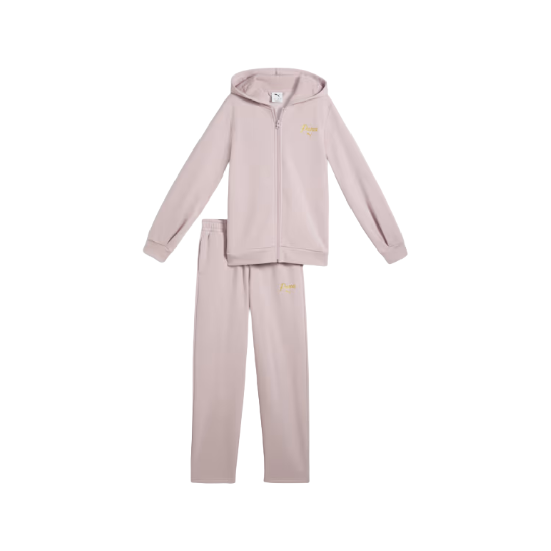 Puma Ess Script Glitter Full-zip Sweat Suit Fleece G Pink 695209-49