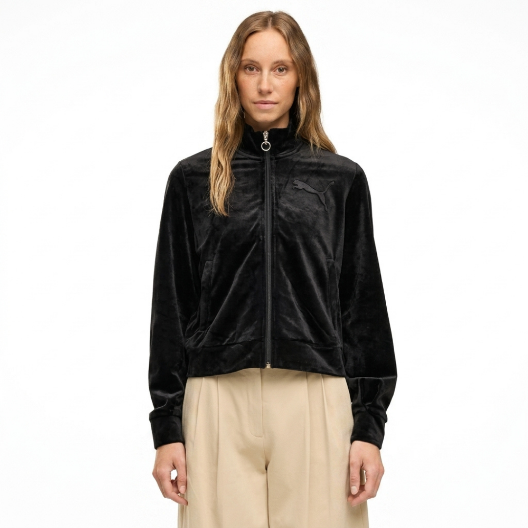 Puma Women Ess Elevated Velour Trackjacket Black 694021-01