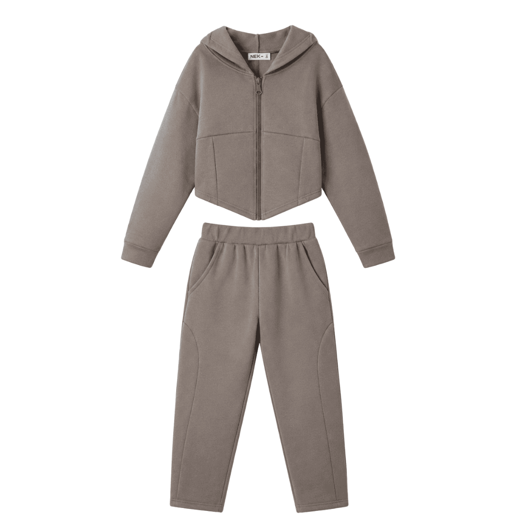 Nek Kids Wear Junior Girls Tracksuit Set Grey 124726-50