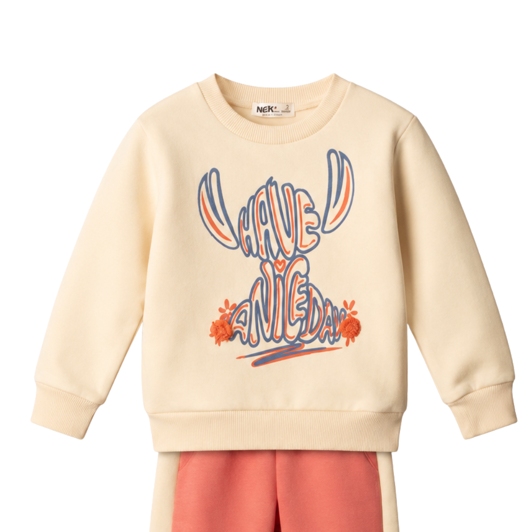Nek Kids Wear Girls Tracksuit Set Beige 132826-17