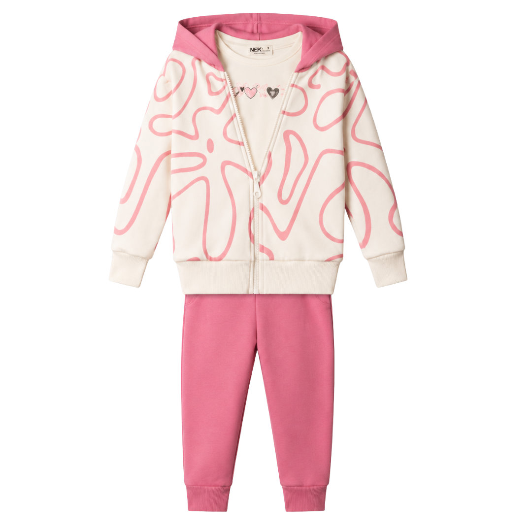 Nek Kids Wear Girls Tracksuit 3 Piece Set Multi 134026-32