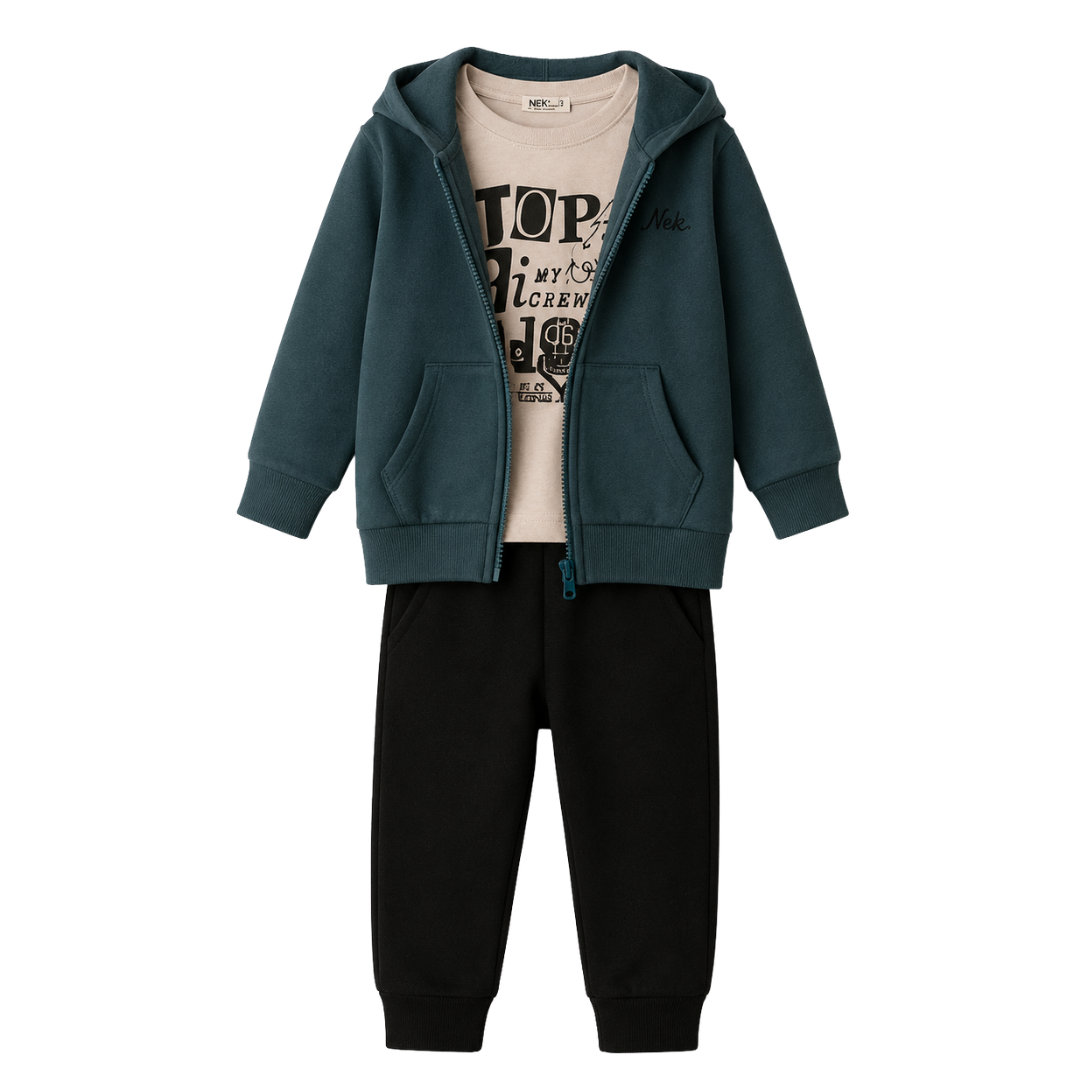 Nek Kids Wear Boys Tracksuit 3 Piece Set  Green 143626-152