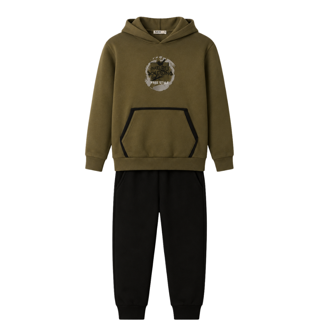 Nek Kids Wear Junior Boys Tracksuit Set Khaki 161526-61