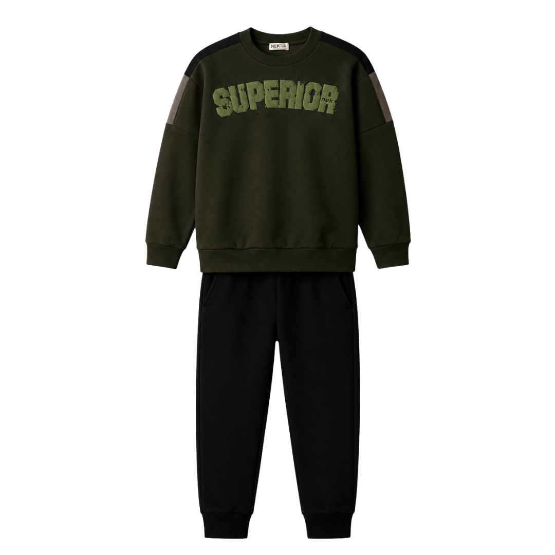Nek Kids Wear Junior Boys Tracksuit Set Khaki 162126-93