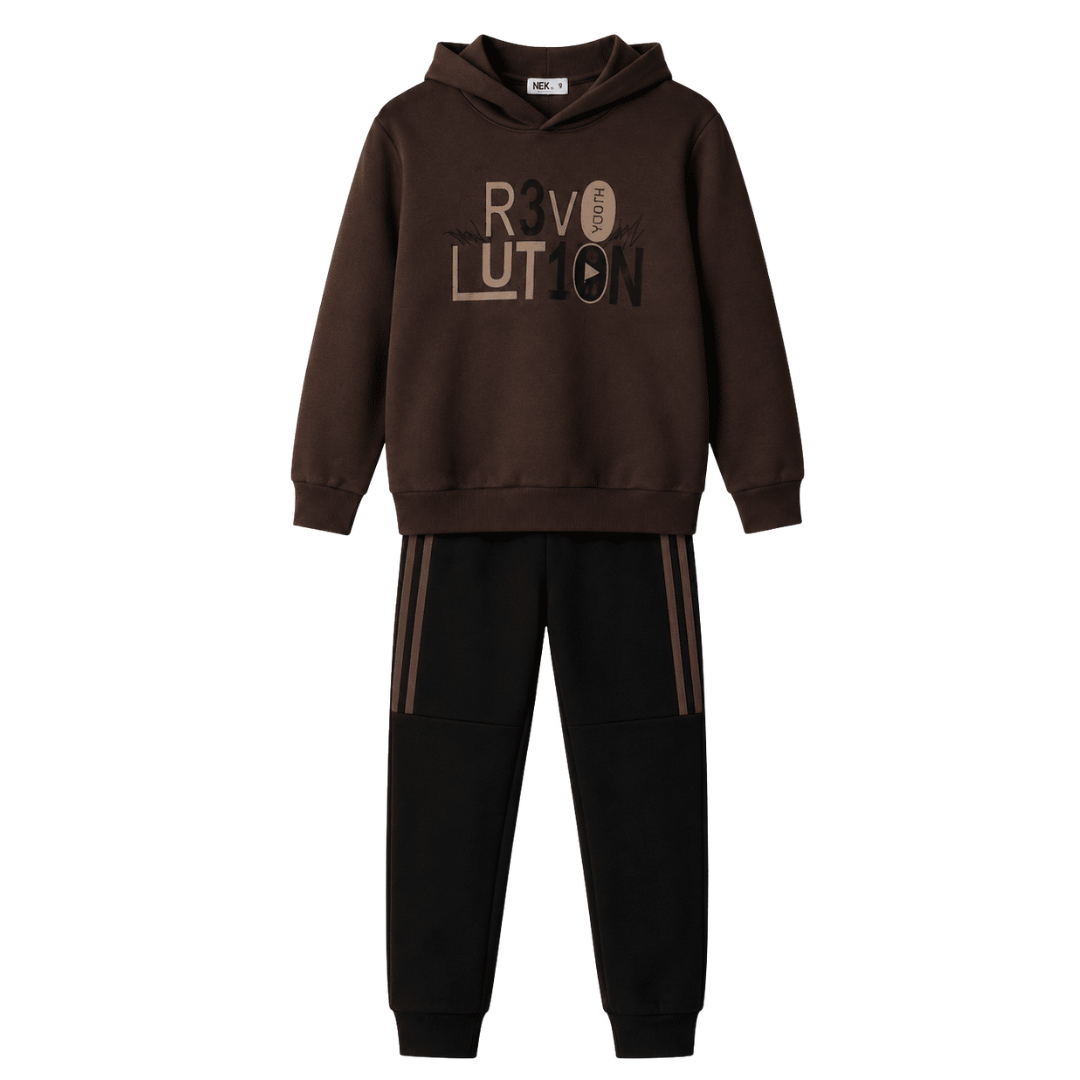 Nek Kids Wear Junior Boys Tracksuit Set Brown 163226-74